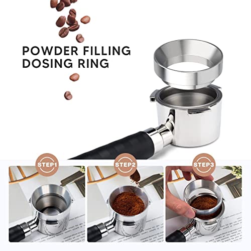 51 Mm Coffee Strainer With Filter Basket And Wooden Handle, Replacement Compatible With Delonghi Ec680 Ec685 Coffee Machines + Magnetic Espresso Funnel For Strainer, Dispensing Ring 51 Mm #TOP5