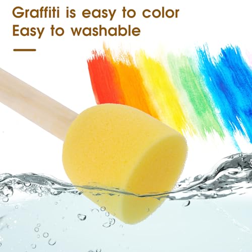 4PCS Round Sponges Brush Set Circle Art Sponge Brushes Paint Sponges for Acrylic Painting and Face Paint Sponge Paint Brush Arts and DIY Crafts, 4 Mixed Size, Yellow