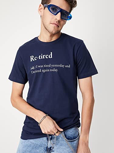 Image of Max Men Regular Fit Typographic Printed Crew Neck T-Shirt