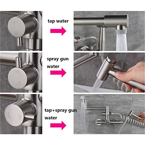 Robinet de cuisine mural en acier inoxydable brossé pliable - 5