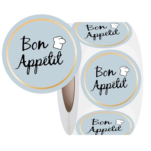 Besttile Rouleau d'autocollants Bon appétit, 5,1 cm, étiquettes de service alimentaire et de restauration, autocollants d'emballage de boulangerie, autocollants imperméables Bon appétit, autocollants