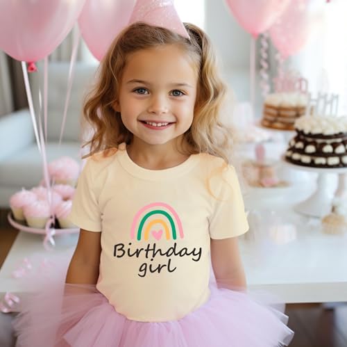 Image of Birthday Shirt Girls Toddler T-Shirts Unicorn Mermaid Birthday Tees Little Kids Top Outfit White Pink 2nd 3rd 4th 5th 6th 7th