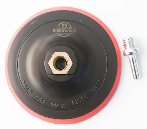 Plateau de ponçage avec crochet et boucle M14 125 mm avec mandrin de serrage pour perceuse / meuleuse d'angle.