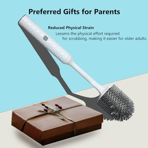 Image of Electric Toilet Brush Rechargeable 360 Spinning Wall-Mounted Toilet Brush, 2 Speed Adjustable, Flexible Silicone Brush Head, Easy for Daily Cleaning, White