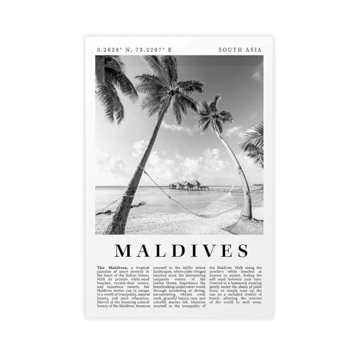 Poster plage de palmiers Maldives pour illuminer une chambre sombre