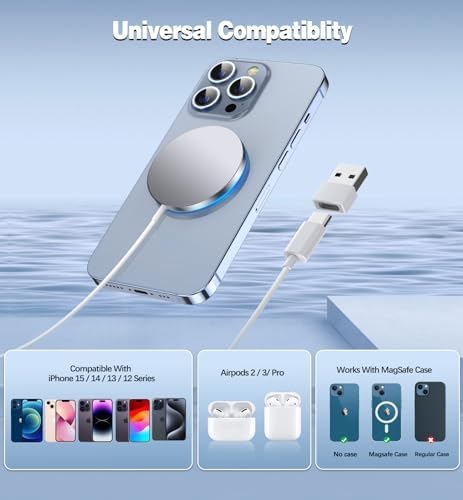Miniatura 5 de Cargador inalámbrico magnético - Cargador inalámbrico de 15 W para iPhone 17 Pro Max16 Pro Max16 Pro16 Plus1615141312 Series almohadilla de carga