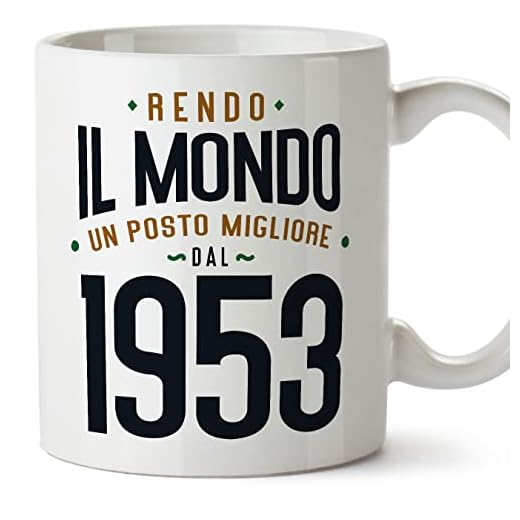 MUGFFINS Tazas 1953 Cumpleaños - En Italiano - Rendo il Mondo un Posto Migliore - 11 oz / 330 ml - Regalo original y divertido