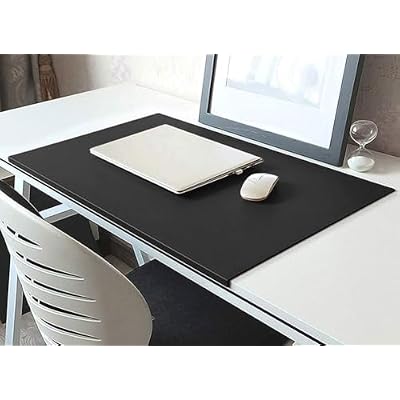 Office Desk Pad, Writing Mat with Full Grip Fixation Lip, Non-Slip PU Leather Table Blotter Desk Protector Gaming Mat Laptop Keyboard Working Mat, Waterproof Table Protective Pad (Black, Custom Size)