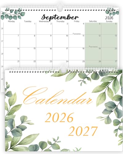 Wall Calendar 2026 2027 A4 18 Month Calendar Planner July 2026 - Dec. 2027 Family Academic Year Monthly Wall Planner for Holidays Work Organisation & Scheduling
