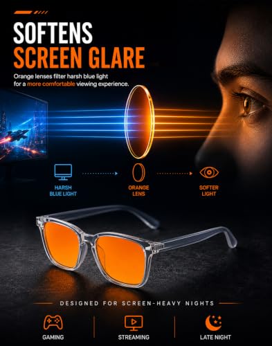 Image of TIJN Blue Light Blocking Glasses Dual AR Coatings Amber Orange Lens for Computer Gaming