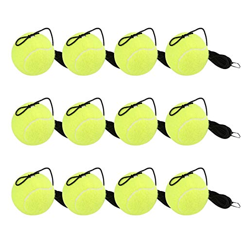 SCIONE Tennis Trainer Ball with String 4 Pack,Sport Tennis Stroke Tennis Ball with Elastic Rope-Back Training Gear Tennis Practice Tool for Single Tennis Player Outdoor Indoor Sport (12)
