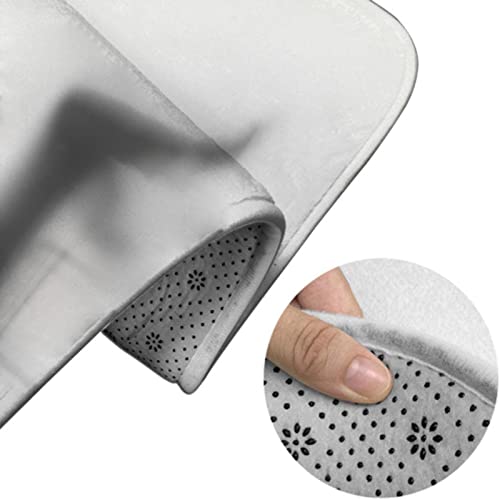 3-teiliges Badezimmerteppich-Set, Elegante Frau sitzt auf Stuhl-Silhouette auf grauem Hintergrund, waschbarer Badvorleger, rutschfest, mit Rückenpolster, Konturteppich und Toilettendeckelbezug – Bild 5