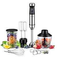 SHARDOR Hand Blender,6 In 1 Hand Blenders For Kitchen,power 1200w,20-Speed & Turbo Stick Blender,Scratch Resistant Hand Whisk Electric With Dough Hooks,Egg Beaters,Whisk,800ml Beaker,600ml Chopper