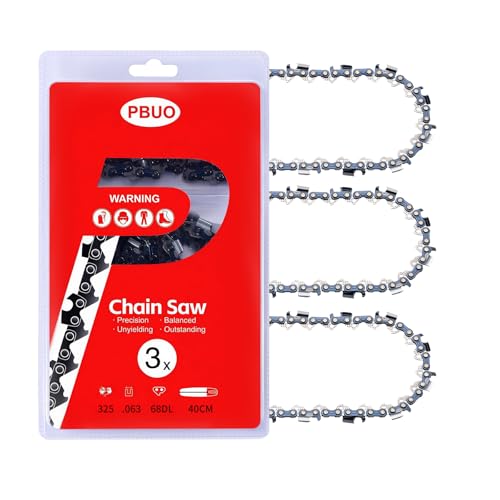 PBUO 18 Inch Chainsaw Chain Replacement .325 Pitch .063 Gauge 68 Drive Links Fits Stihl (PRE 2023 .063 Gauge) 025 MS250 MS251 3005 008 4717-36390050068 Full Chisel 3 Pack | P-Series