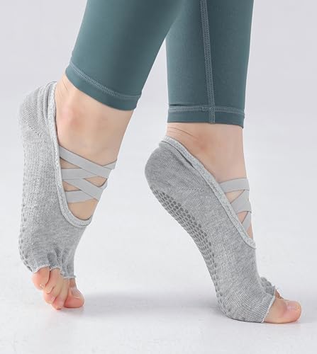 SPENCIAL'S Women Non Slip Yoga Socks With Grips,Cotton Pilates Sports Athletic Dance Short Socks for Girls Ballet Pratice3