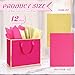 ReliThick 12 Pack Metallic Paper Gift Bag with Handles and Tissue Paper 11.8 x 10 x 4'' Thank You Favor Bag for Valentine's Day Wedding Bridesmaid Groomsman 5 Senses Gifts (Hot Pink,Gold)
