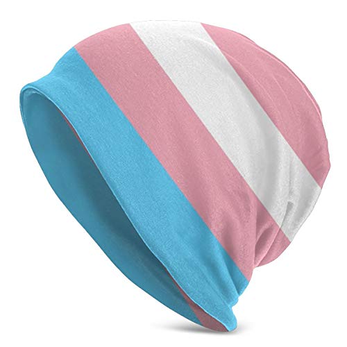 YISHOW Transgender Pride Flag Beanie Baggy Hat Slouchy Skull Beanie for Men Women