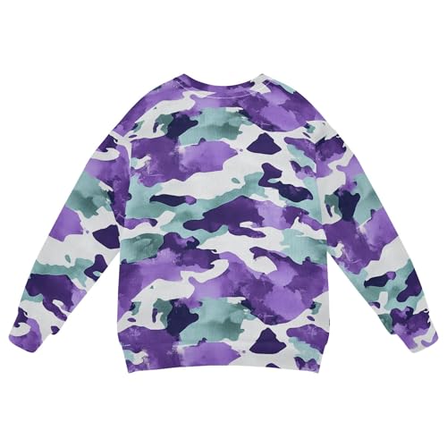 JUNZAN Army Purple Camouflage Little Kids Hooded Sweatshirt Crewneck Sweatshirt With Hoodie Party 4T2