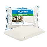 Columbia Organic Cotton Cover Pillow with Performance Down Alternative Fill – 300TC Cotton Sateen Cover - Designed for All Sleep Positions - Standard/Queen