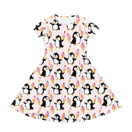 Image of Short Sleeve Dress for Girls with Pockets Cute Toddler Girl Clothes Summer 2-12