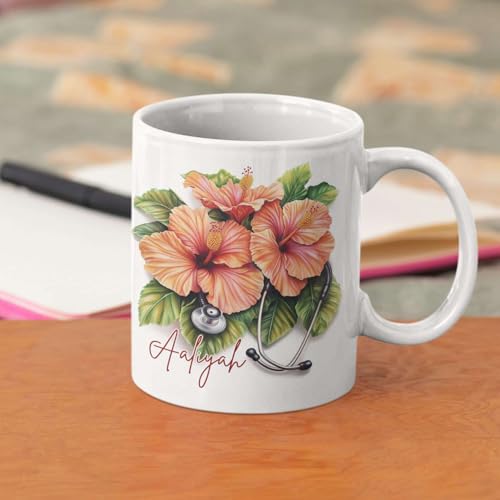 Taza Cerámica con Flor Hibisco y Tema Médico 11oz miniatura 5