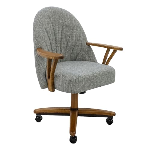 Chromcraft Swivel Tilt Chairs, Luxe Wooden Arm All-Metal Pedestal Base