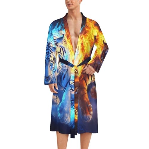 Bata de baño para hombre ligera ropa de dormir suave manga larga hasta la rodilla