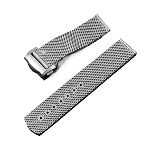Bracelet de montre 20mm en acier maille milanaise argentée compatible Omega Seamaster 300