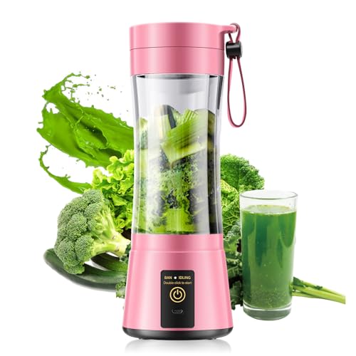 Image of Portable Blender for Smoothies and Shakes - Cordless Personal Blender with 380Ml BPA Free Travel Cup, 6 Stainless Steel Blades for Powerful Blending, Suit for Sports /Travel /Home