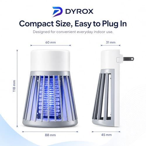 Image of DYROX Mosquito Insect Bug Zapper Trap Killer LED Lamp, Plug-in Electronic Mosquito Killer Machine with UV Light, Indoor Electric Machar Mosquito Killer Lamp for Home, Bedroom, Kitchen & Office