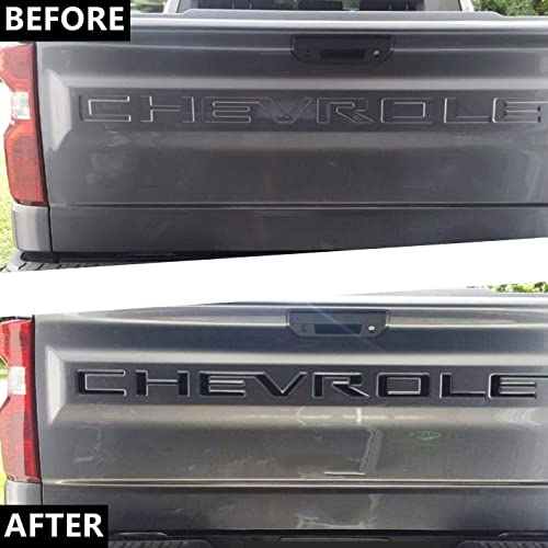 Tailgate Inserts Letters Compatible For 2019 2020 2021 2022 2023 Silverado, 3D Raised & Strong Adhesive Decals Letters, Tailgate Emblems Inserts Letters - Gloss Black #TOP3