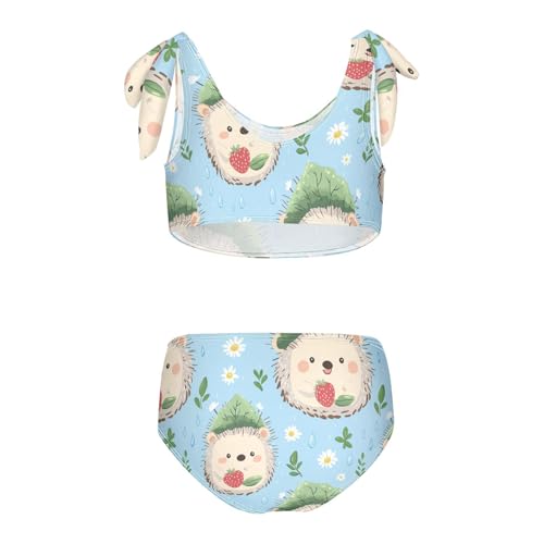 Wusikd Cute Hedgehog Girls Swimsuits Two Piece Green Leaf Swimwear Bikini Set for for Girls Size 3T2