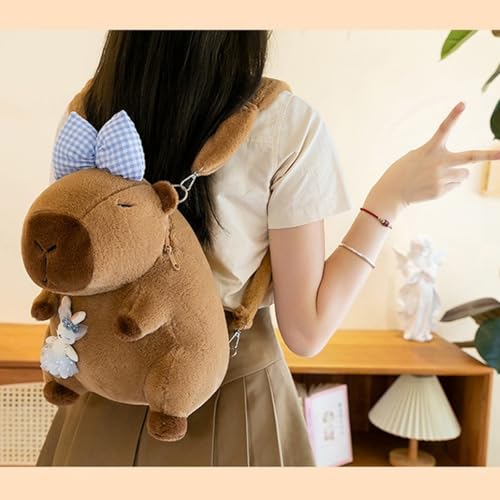 champracer Capybara Plüschtier Rucksack Capybara Rucksack Capybara Kuscheltier Plüsch Rucksack für Erwachsene Wasserschwein Kuscheltier Plüschtier Rucksack Kinder (Rosa Blumen)