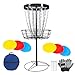 ディスク ゴルフ バスケット セット、24 チェーン ポータブル ディスク ゴルフ ターゲット、6 個のディスク、グローブ、トランジット バッグ付き、屋内、屋外、裏庭のゲーム用,黒
