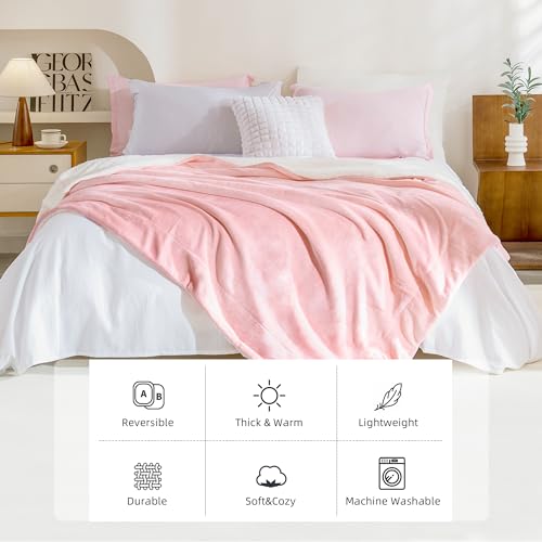 Andency SHERPA PINK TH Sherpa Fleece Throw Blanket thumb #3
