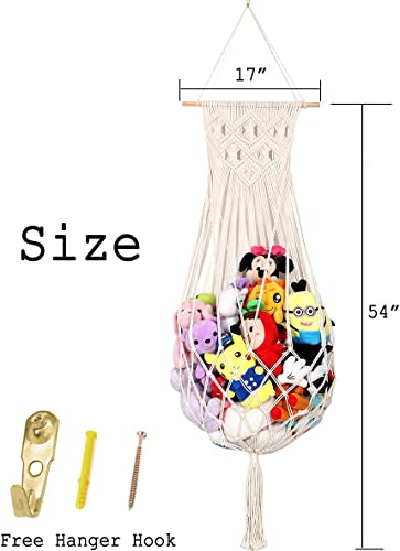 Stuffed-Animal-Hammock-Wall-Hanging-Net-for-Stuffed-Animal-Net-Stuffed-Animal-Storage-Plush-Toy-Holder-Macrame-Toy-Display-for-Boho-Kidroom-Decor-Nursery-Organizer-Cream Stuffed Animal Hammock Wall Hanging Net for Stuffed Animal Net Stuffed Animal Storage Plush Toy Holder Macrame Toy Display for Boho Kidroom Decor Nursery Organizer Cream