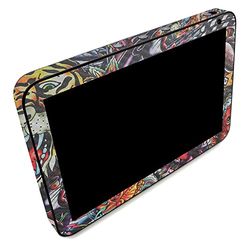 Image of MightySkins Carbon Fiber Skin Compatible with Amazon Echo Show 8 (Gen 2) - Old School Tattoo | Protective, Durable Textured Carbon Fiber Finish | Easy to Apply