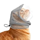 Fukaisu Adjustable Cat Muzzle for Grooming, Breathable Cat Pet Head Cover with Transparent Anti-Bite Bubble Mask Helmet for Nail Trimming Bathing & Vet Visits (S Size)