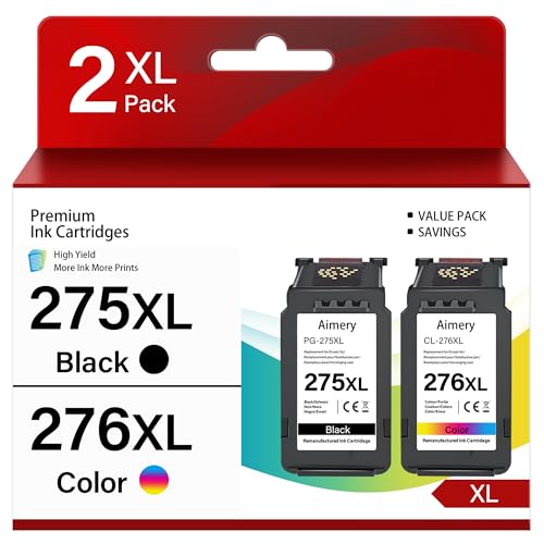 Image of 275XL 276XL Ink Cartridges Combo Pack Replacement for Canon Ink PG-275 CL-276 Compatible with Pixma TR4720 Series TR4722 TS3520 Series TS3522 TS3500 TS3700 TS3720 TS3722 Printer 2 Pack Black Tricolor