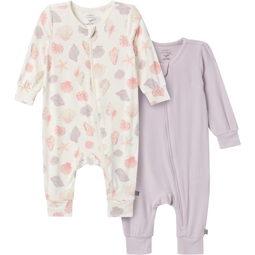 Modern Moments by Gerber Baby Girls' Viscose Footless Coveralls, Ivory Seashells, 18 Months