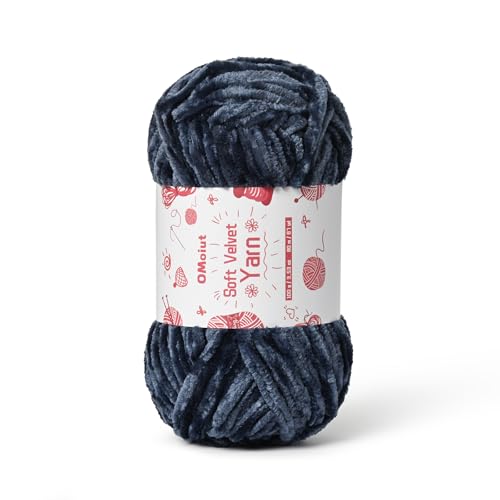 Image of 100g Fluffy Velvet Chenille Yarn for Crocheting and Knitting, 80m (87.5yd) Baby Yarn for Crocheting Soft, Crochet Chunky Yarns Amigurumi Yarns (Navy Blue)