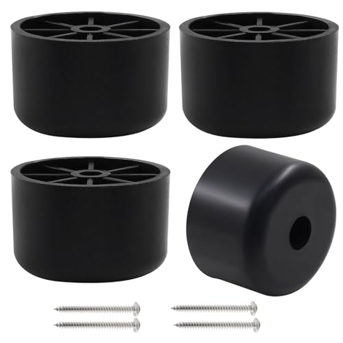 HARSKIYER 1 Inch Plastic Furniture Legs Set of 4 Black Screw in Legs Round Tapered Sofa Legs Couch Feet Replacement Legs for Furniture Table Ottoman