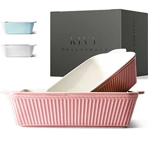 KIVY® Lot de 2 plats à gratin - Parfait pour lasagnes, tiramisu et gratins - Plat à lasagnes en céramique - Grand plat à gratin 1-2 P Cover