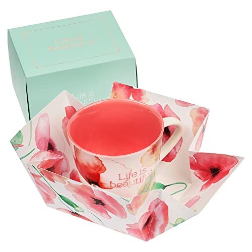 Taza de cerámica coral con frases motivadoras 10 oz miniatura 3