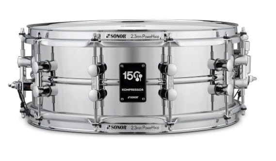 150th Anniversario SONOR KS 14575 SDS KOMPRESSOR 14 X 5.75 acciaio cromato 150TH compleanno rullante