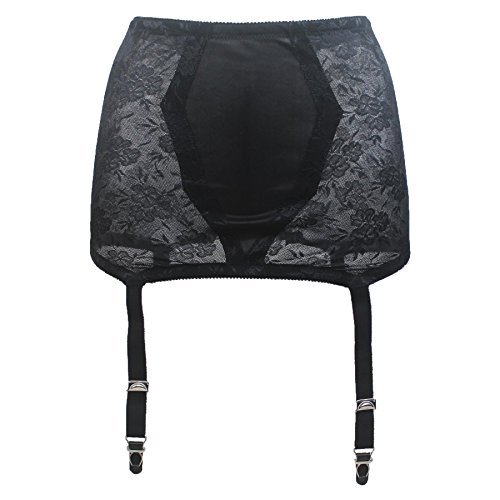 TVRtyle Damen Vintage Hohe Taille 4 Riemen Metallschnallen Sexy Strumpfband Gürtel für Strümpfe S503 Gr. 38, Schwarz