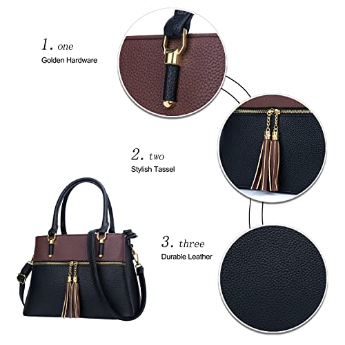 Image of KKXIU Women Satchel Bags Handle Shoulder Handbags and Purses Pockets Zipper Leather Crossbody Bags