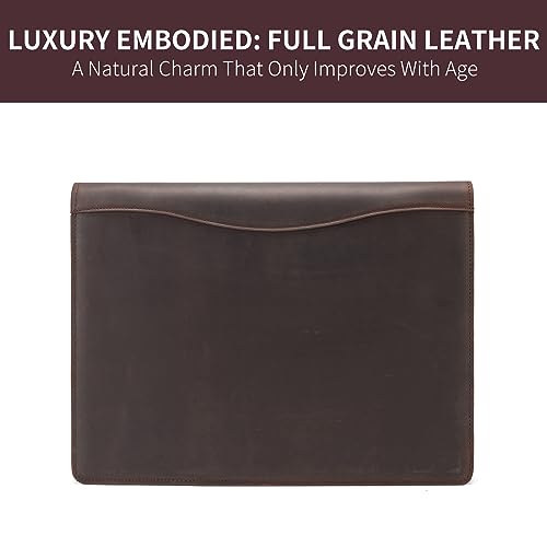 Porte-documents en cuir véritable marron avec classeur A4 de luxe - 7