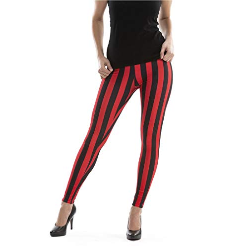 NET TOYS Coole gestreifte Leggins Clown - Rot-Schwarz L/XL (44-50) -...