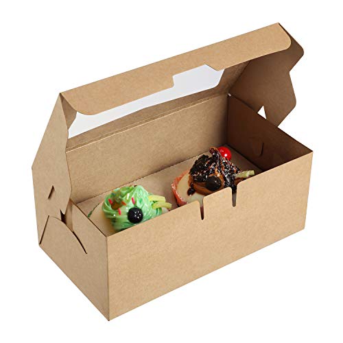 X-Chef Cupcake Boxes 20 Packs, Food Grade Kraft Pastry Bakery Boxes with Display